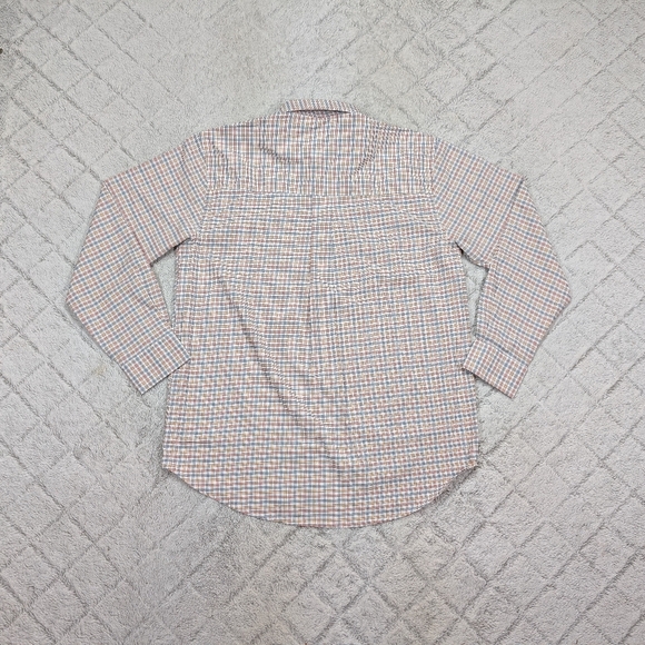 Turtleson Shirt Mens M Blue Yellow Checkered Button Up Polyester Office Preppy - Picture 7 of 7